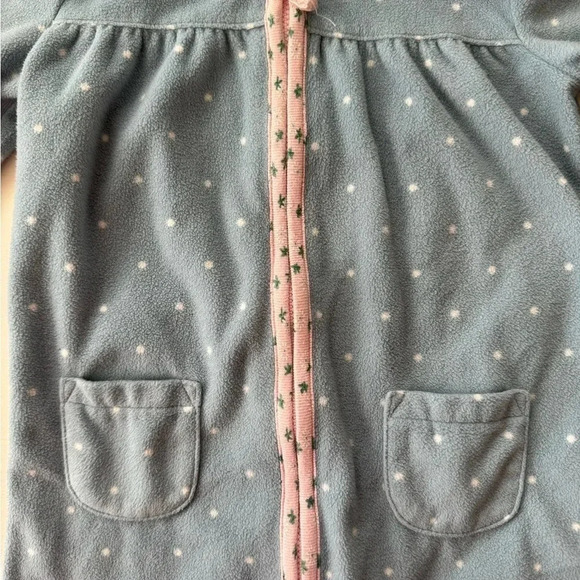 Carters fleece blue polka dot cat hooded one piece zip up size 18 months - Picture 3 of 7